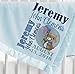Kids-Pillowcases-By-Stockingfactory Personalized Baby Blanket (Light Blue - Personalized) Super Soft Micro Plush Fleece with Satin Trim with Name Elephant Giraffe Cute Bear Panda Animal Designs