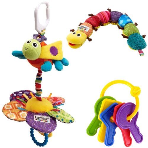 Lamaze Musical Inchworm Plus Play & Grow Flutterbug and First Keys Teether Bundle