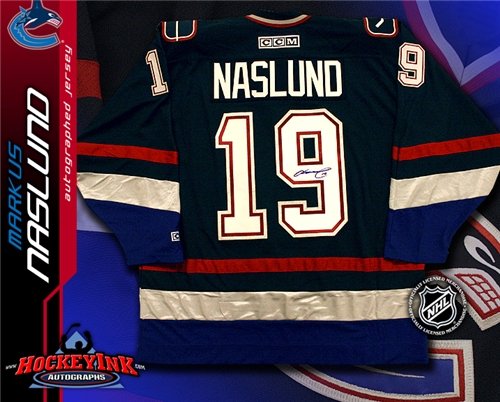 Markus Naslund Autographed/Hand Signed Vancouver Canucks Blue CCM Replica Jersey