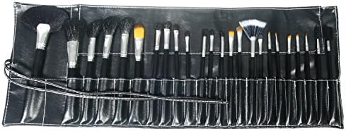 Leiyi 24pcs Wool Makeup Brush Kit Set with Leather Bag