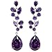 Yazilind Chandelier Leaves Silver Plated Teardrop Cubic Zirconia CZ Flawless Post Dangle Earrings
