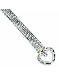 Sterling Silver with 14k Gold .01ct. Diamond Heart 7.75in Bracelet - Antique Boutique - Vintage Style - Jewelry