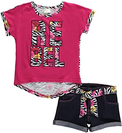 Liquid Gold Girl Big Girls' "Zebra Rebel" 2-Piece Outfit - fuchsia, 10