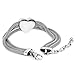 ELYA Stainless Steel Three Mesh Strands with Polished Heart Bracelet - 7.5