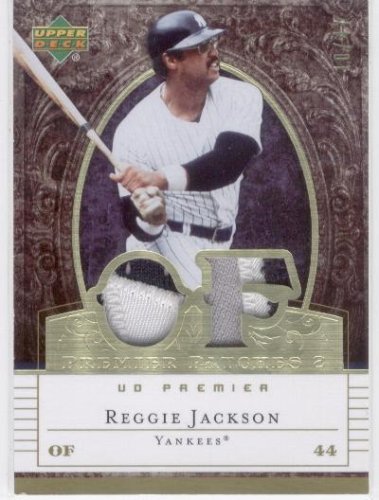 2007 Upper Deck Premier Patches Dual Gold #RJ - Reggie Jackson - New York Yankees - Serial #d 10/47 - Game Used Jersey Swatch
