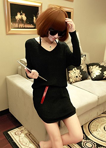 formanism シンプル Vネック ロング ニット レディース ワンピース