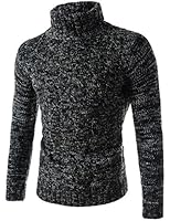 Showblanc (SBTN01) Man Easy Fit Chunky Cable Textured Knit Turtleneck Sweater