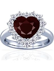 Platinum Heart Cut Ruby Ring With Sidestones