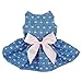 Fitwarm Sweetie Bows Soft Denim Pet Dog Dress Shirts Clothes Vest Apparel, Medium