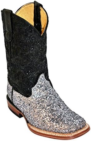 Ferrini Kids Silver Pixie Dust S-Toe Cowboy Boots 11.5 M