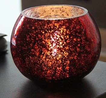 MSAyin Chinese Glass Candle Holder -Red, Tealight Votive Holder for Wedding Home Deco