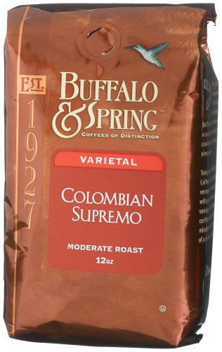 Buffalo & Spring Colombia Supremo, Whole Bean Coffee, 12-Ounce Bags (Pack of 3) by Buffalo & Spring