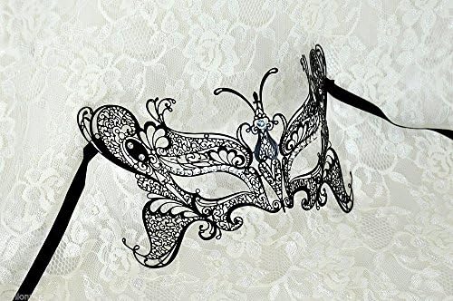 Sexy Black Elegant Butterfly Metal Laser Cut Metal Masquerade Mask Party Event Prom Halloween