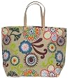 Cotton Canvas Floral Shore Bag with Leather Handles 22"L x 13.5"H
