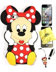 Wireless: Bukit Cell ? 3D Disney Case Bundle - 5 items: RED 3D Cute Minnie Mouse Soft Silicone Case Cover for IPHONE 5S 5 5G + BUKIT CELL Trademark Lint Cleaning Cloth + Minnie Figure Anti Dust Plug Stylus Touch Pen + Screen Protector + METALLIC Stylus Touch Pen with Anti Dust Plug - Bukit Cell