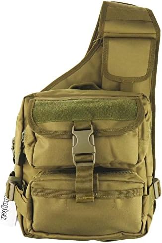 Runytek Tactical Chest Pack Military MOLLE Shoulder Bags Single Shoulder Bag for Camping, Hiking, Trekking, Motorcycle, Riding Bicycle (Coyote Brown)