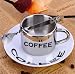 Anamorphic "Coffee" Cup & Saucer Set, Stainless Steel Coffee Mug