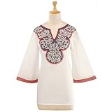 Art Deco Ceramic Tiles Embroidered Tunic (Petite, Tall & Misses Sizes XS-3X)