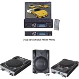 Lanzar Car DVD Player and Amplified Subwoofer Package - SDBT73N 7'' Single Din In-Dash Motorized Touch Screen TFT/LCD Monitor With DVD/CD/MP3/MPEG4/USB/SD/AM/FM/RDS Receiver - VCTBS8 Vector 8'' Ultra Slim 600 Watt High Power Amplified Subwoofer Enclosure