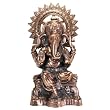 Copper Ganesh Statue on a Throne with Bolster