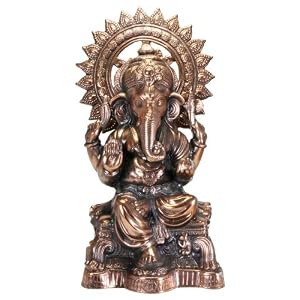 Copper Ganesh Statue on a Throne