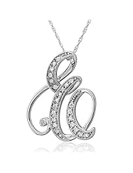 14k White Gold Alphabet Initial E Diamond Pendant Necklace (HI, I1-I2, 0.15 carat)