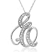 14k White Gold Alphabet Initial Letter E Diamond Pendant Necklace (HI, SI-I, 0.15 carat)