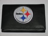 PITTSBURGH STEELERS Tri-Fold Genuine LEATHER WALLET with Embroidered Team Logo.