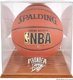 Mounted Memories Oklahoma City Thunder Oak Team Logo Basketball Display Case With Mirrored Back