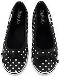 Dark Ali Women's White Dottie Black Ballet Flat Shoes with Bow Accent