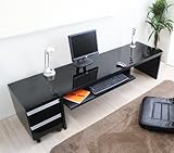 ローデスク 2点セット 鏡面仕上げ パソコンデスク 書斎机 座卓 ブラック JS122BK