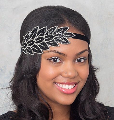 Flapper Headband Beaded Leaf Flapper Bandeau Headband