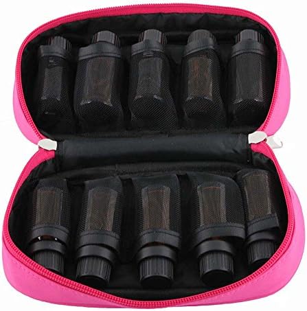 LAVEN® Essential Oil Carrying Case Holder - Holds 10 Bottles for 5ML, 10ML and 15ML and 10ML Roll-Ons - On the Go Essential Oil Case Storage - Perfect for Young Living and Doterra (Rose Red)