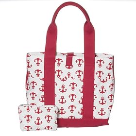 Amazon.com: Merona® Small Anchor Print Tote Bag - White/ Red: Apparel : merona anchor tote red