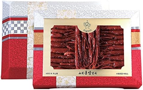 ACHIMMADANG RED GINSENG Candied Korean Red Ginseng Root Slices, Preserved with Fructose, Golden Silk Cloth Box Packaging, Size : 1200g (Gram)