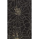 Bali Charcoal Taupe Floral Chic Contemporary Rug Size: 5'6 Round by 