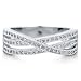 Micro Pave Clear Cubic Zirconia CZ Sterling Silver Woven Fashion Ring - Nickel Free Fashion Right Ha