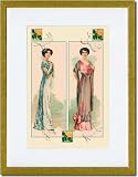 Gold Framed/Matted Print 17x23, Women Posing in Their New Dresses