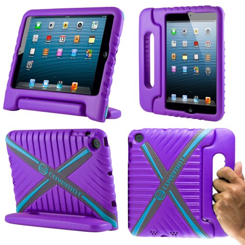 CoverBot iPad Mini & iPad Mini with Retina display Kids Case Cover with Handle Stand PURPLE Made From Tough EVA Foam