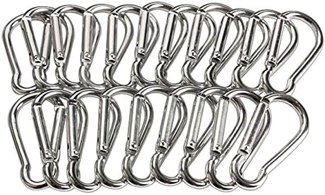 20pcs Silver Aluminum Hiking Spring Carabiner Snap Hook Hanger Keychain Buckle Rope