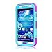 Galaxy S4 Case, Tradekmk(TM) Latest Fashion Hot Sale Hybrid Hard Soft Combo Three-in-one Durable Bumper Armor Back Case Cover Protector Compatible with Samsung Galaxy S4 i9500[+Stylus+Screen Protector+Cleaning Cloth]-(Blue+Purple)
