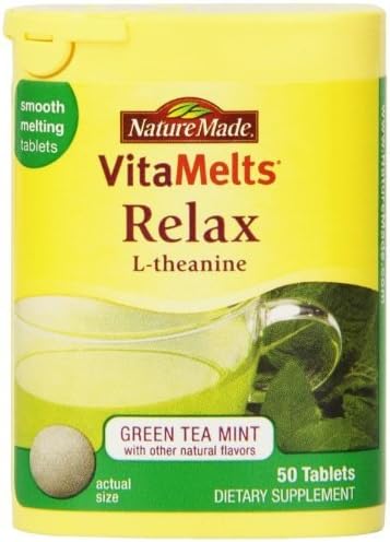 Vitamelts Nature Made Relax Tablets, Green Tea Mint, 50 Count