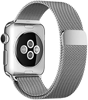 TekBow Apple Watch Band,Milanese Loop Stainless Steel Bracelet Strap Replacement Wrist iWatch Band with Magnet Lock for Apple Watch (Silver,42mm)