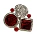 Acosta Jewellery - Red Shell Effect Glass & Crystal - Adjustable Abstract Fashion Ring