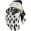 Icon Overlord Short Men's Leather Sportsbike Motorcycle Gloves - White