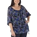 Pure Energy Junior's Plus Paisley Drawstring Top - Blue