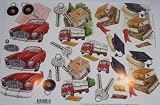 A4 sheet step by step 3D decoupage driving test, moving house, exam success