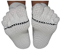 ToeSox Yoga / Pilates Organic Cotton Toe Socks (Small, White)