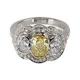 Platinum Fancy Yellow Oval Cut Diamond Ring (GIA Certified 1.81 ct center, 3.4 cttw), Size 6