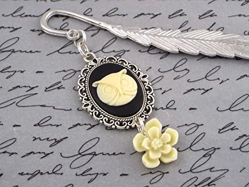 Owl Cameo Feather Charm Bookmark